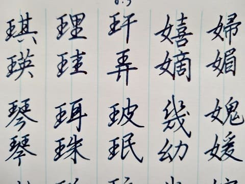 行書の字の写真